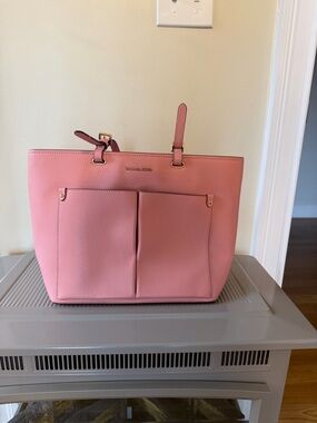 Michael Kors Blush Pink Pebbled Leather Tote with Front Pockets